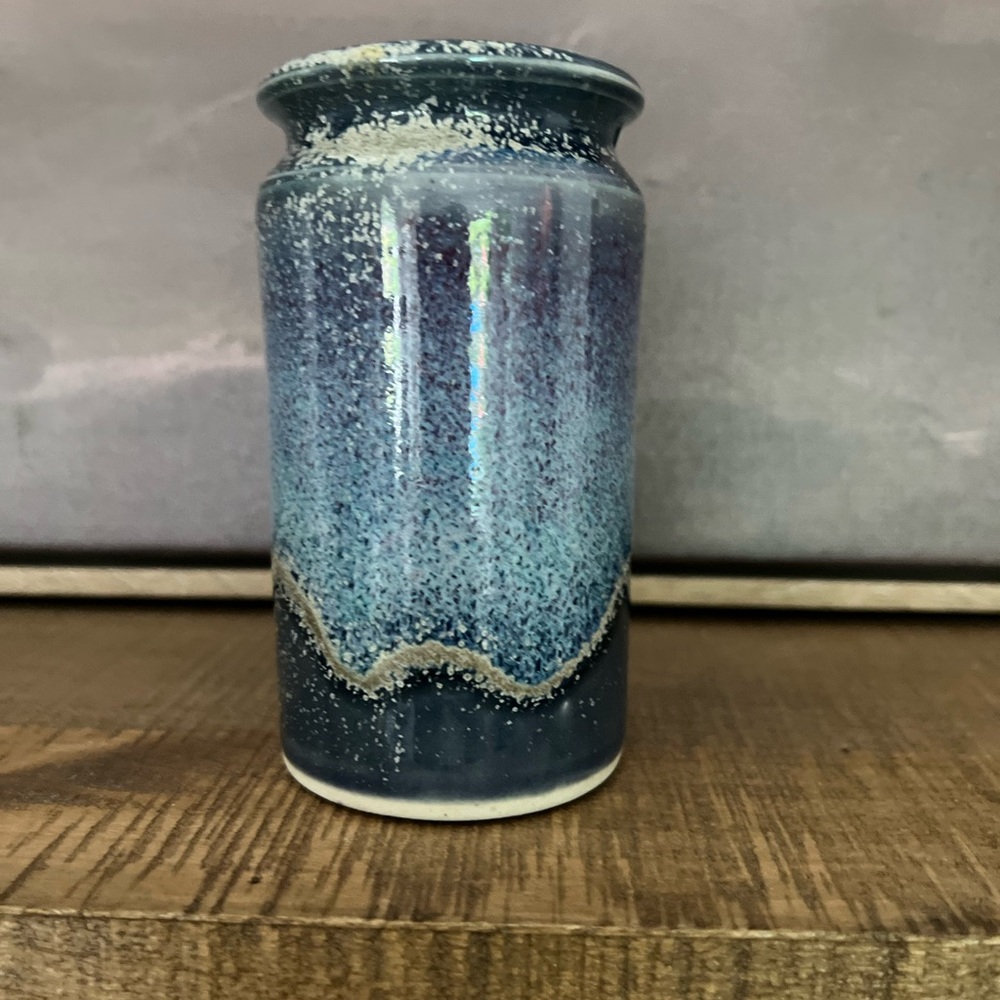 VTG-Bruning Studio Pottery 4.75" Blue Vase - Picture 6 of 7